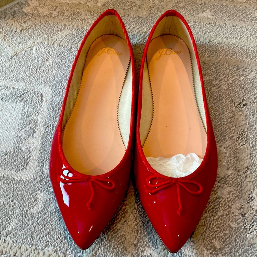 Red patent leather Jcrew Flats - Size 8